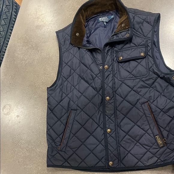 Polo Ralph Lauren Quilted Vest in Dark Blue and Brown. Sz L - Picture 9 of 10